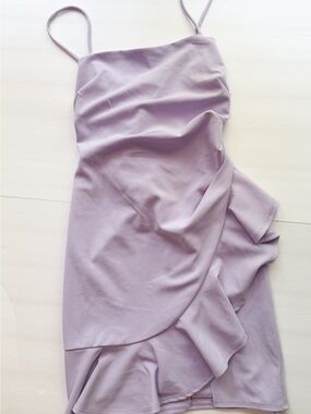 Emerald Sundae Lilac Spaghetti Strap Ruffle Mini Dress